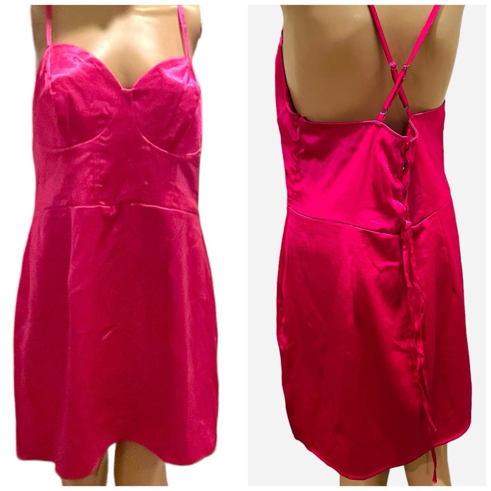 🆕 Wild Fable Sleeveless Corset Satin Bodycon Dress - Magenta - NWT